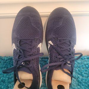 Nike Free RN Flyknit Athletic Running Shoe Navy Blue & Black Mens Size 10.5